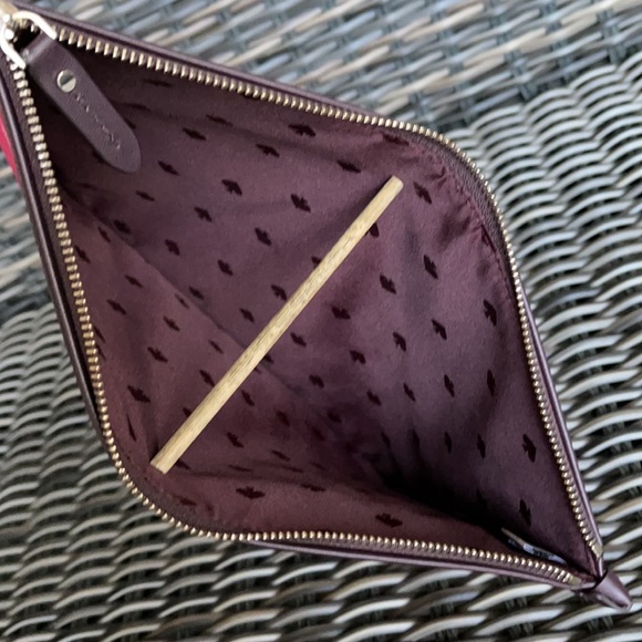 Kate Spade Ella Plaid Bright Rose Large Zip Pouch Clutch - Picture 12 of 16